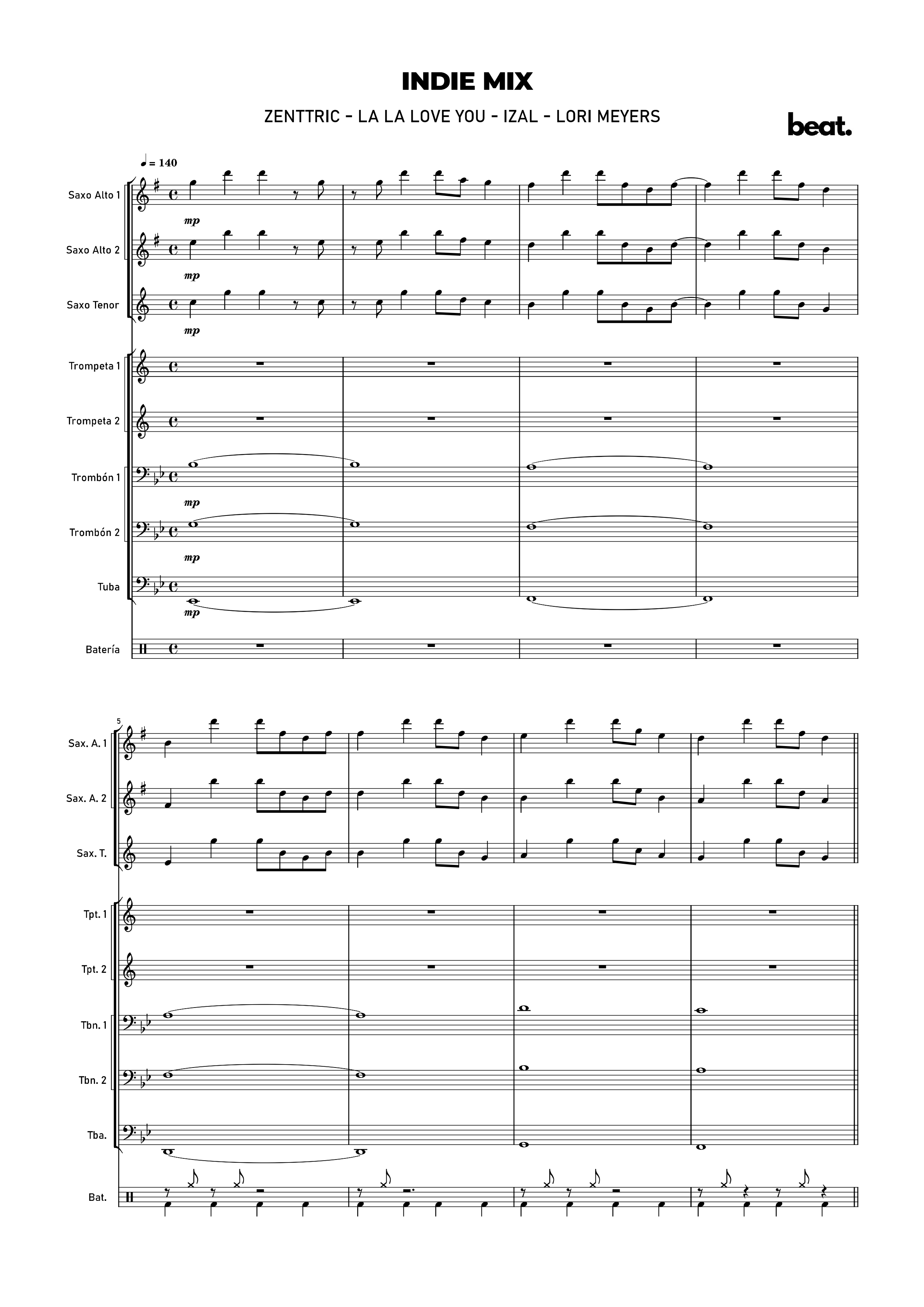 Vista previa de la partitura de Indie Mix