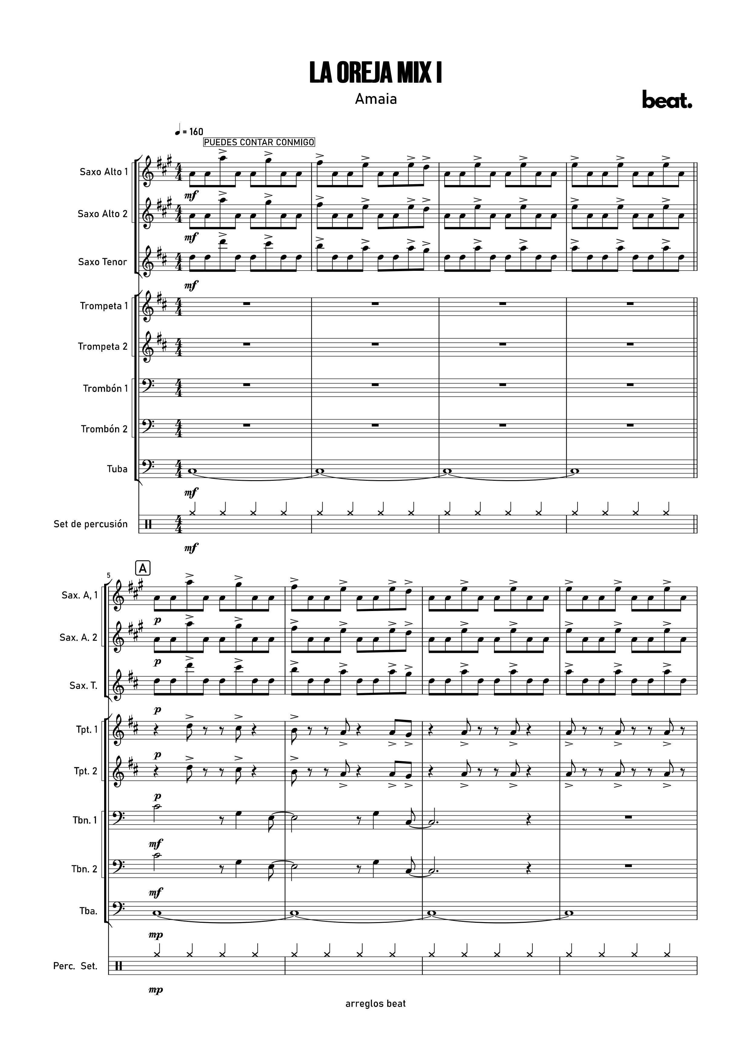 Vista previa de la partitura de La Oreja Mix I
