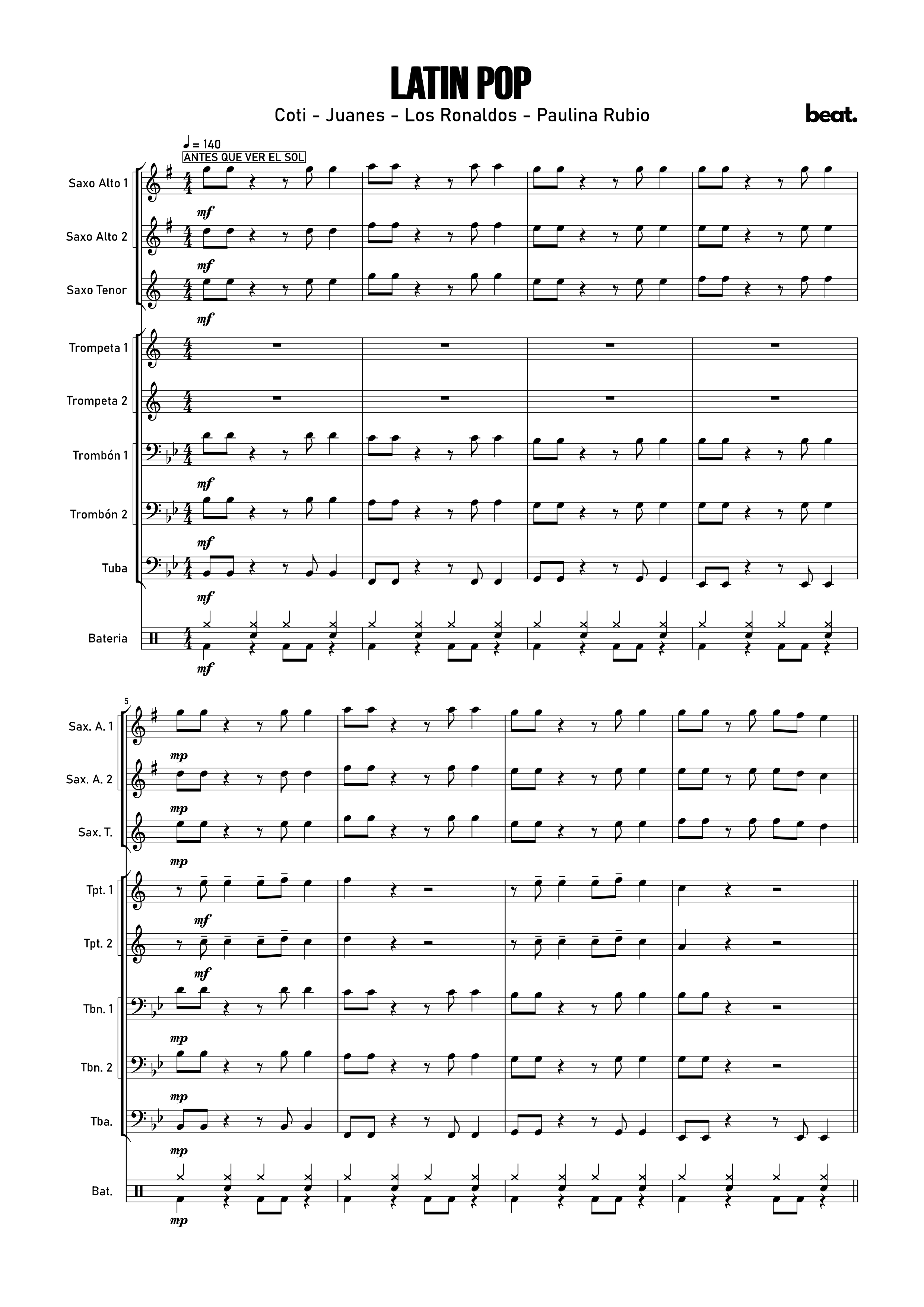 Vista previa de la partitura de Latin Pop