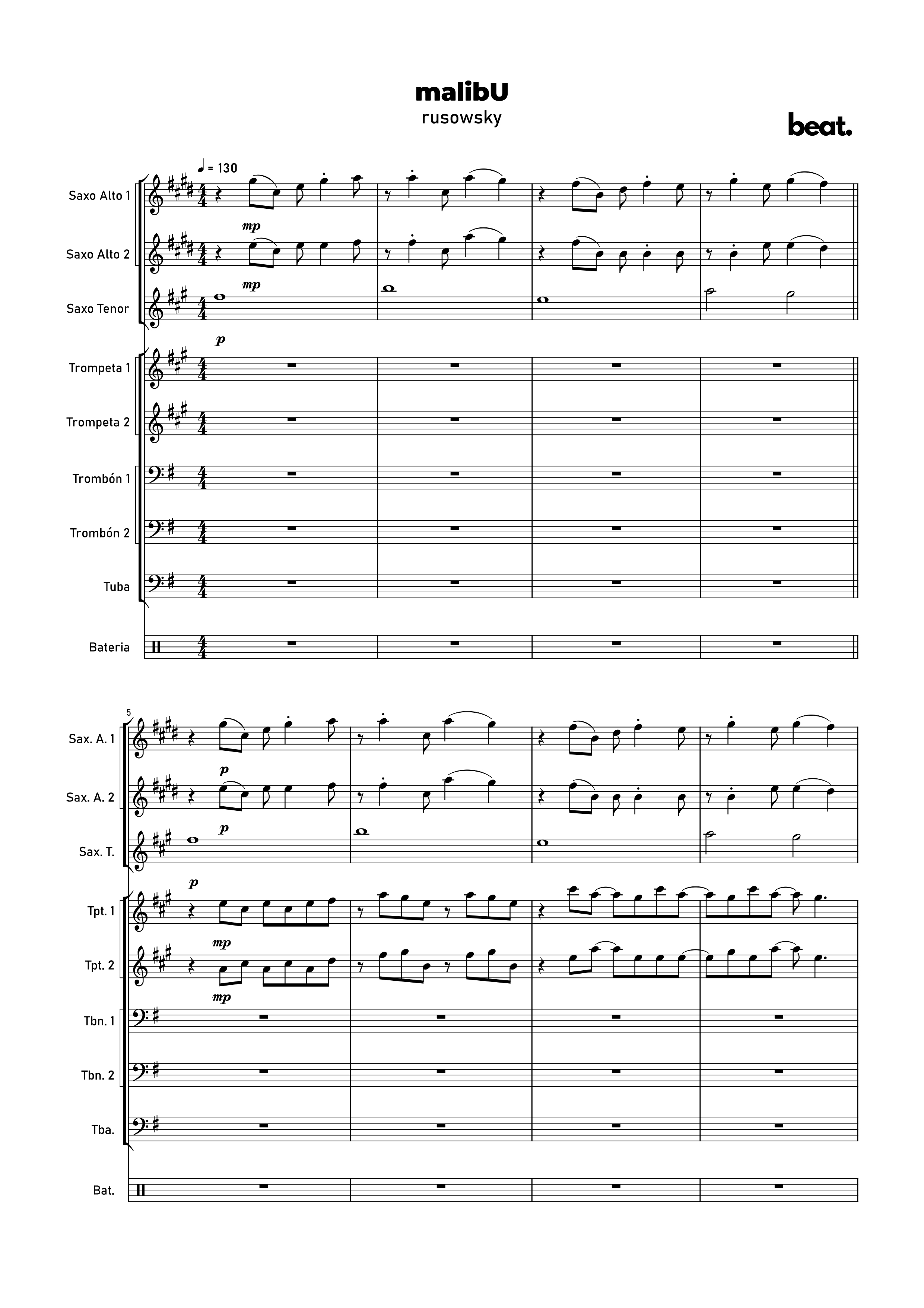 Vista previa de la partitura de malibU