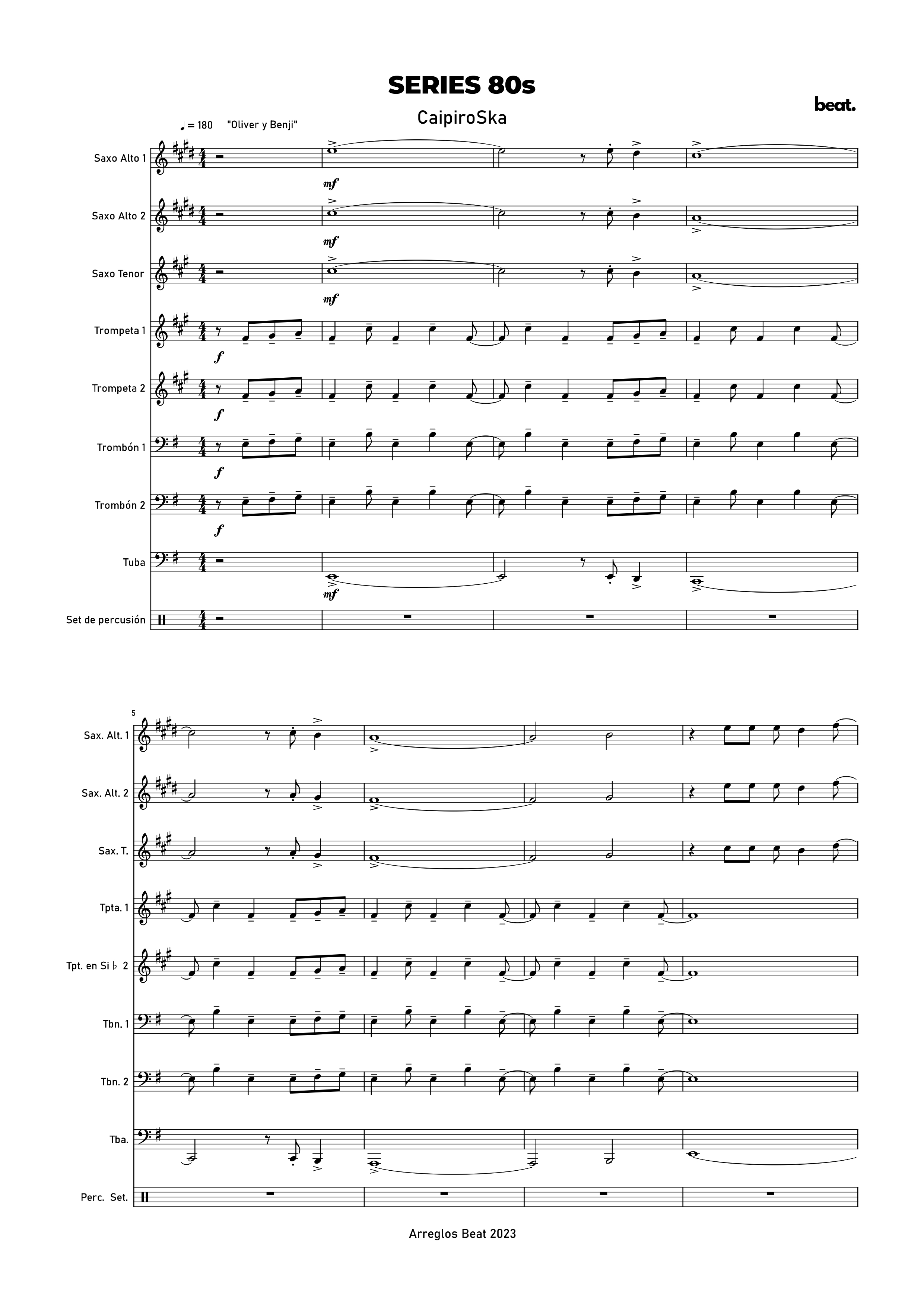 Vista previa de la partitura de Series Ochenteras